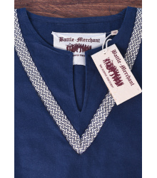 Kinder Mittelalter-Tunika Ailrik mit Bordüre, kurzarm, blau