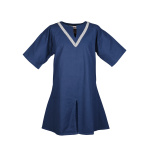 Kinder Mittelalter-Tunika Ailrik mit Bordüre, kurzarm, blau