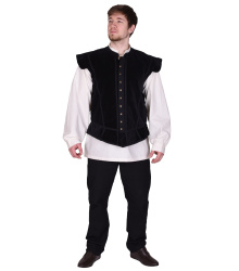 Samt Doublet Victor mit Metallknöpfen, schwarz