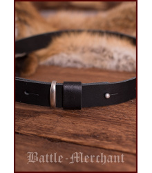 Ledergürtel schwarz mit Wolfskopf - Schnalle silberfarben