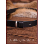 Ledergürtel schwarz mit Wolfskopf - Schnalle silberfarben