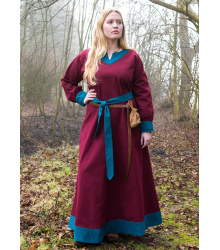 Wikinger Kleid Jona, weinrot/petrol