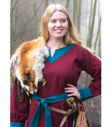Wikinger Kleid Jona, weinrot/petrol