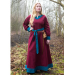 Wikinger Kleid Jona, weinrot/petrol