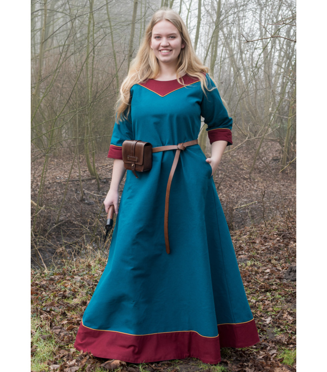 Mittelalterkleid Gesine aus Canvas, petrol