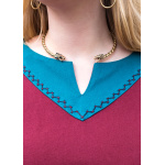 Wikinger Kleid Jona, weinrot/petrol L