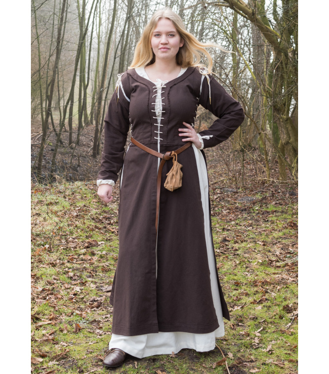 Mittelalterkleid Marit mit Schnürungen, braun