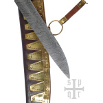 Wikinger-Saxmesser, Langsax aus Damaststahl, Holz-Knochengriff