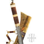 Wikinger-Saxmesser, Langsax aus Damaststahl, Holz-Knochengriff