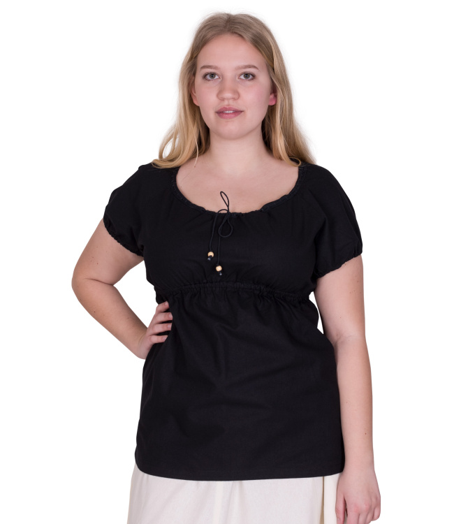Mittelalter Kurzarm-Bluse Aren, schwarz