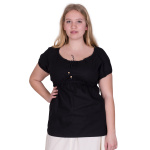Mittelalter Kurzarm-Bluse Aren, schwarz