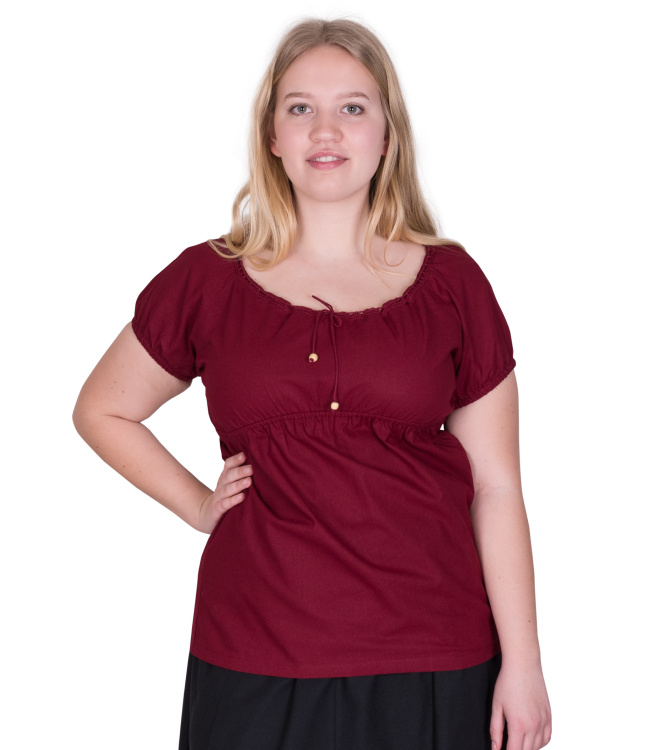 Mittelalter Kurzarm-Bluse Aren, weinrot