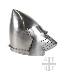 Hundsgugel, Mittelalter-Helm, Schloss Churburg ca. 1395, 1,8 mm Stahl