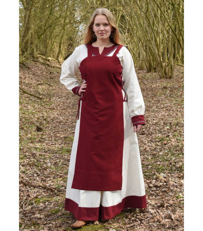 Wikinger Überkleid, Trägerkleid Tinna, weinrot