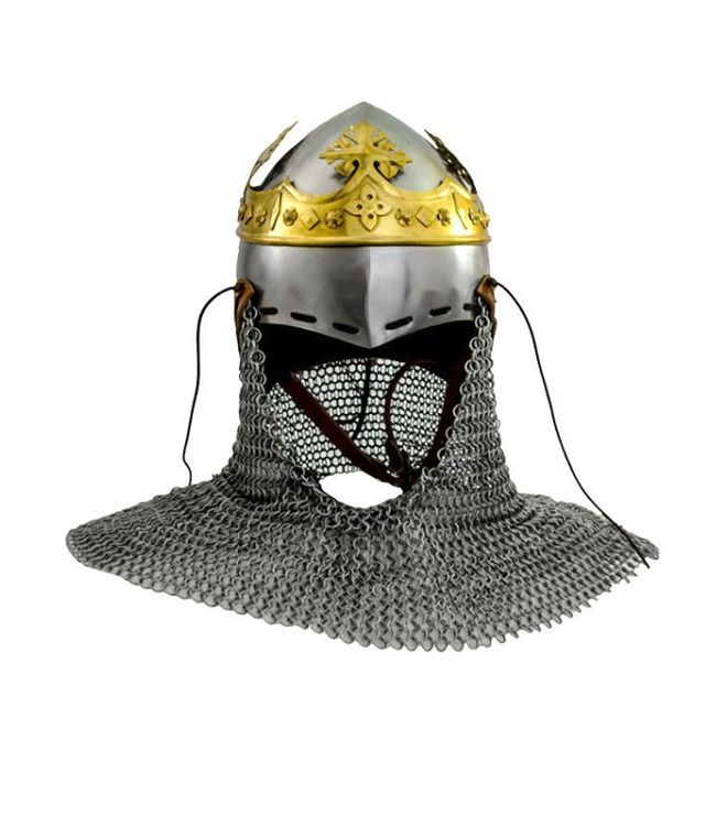 Helm von Robert Bruce, Mittelalter-Beckenhaube mit Brünne, 1,6 mm Stahl