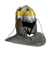 Helm von Robert Bruce, Mittelalter-Beckenhaube mit Brünne, 1,6 mm Stahl