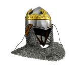 Helm von Robert Bruce, Mittelalter-Beckenhaube mit Brünne, 1,6 mm Stahl