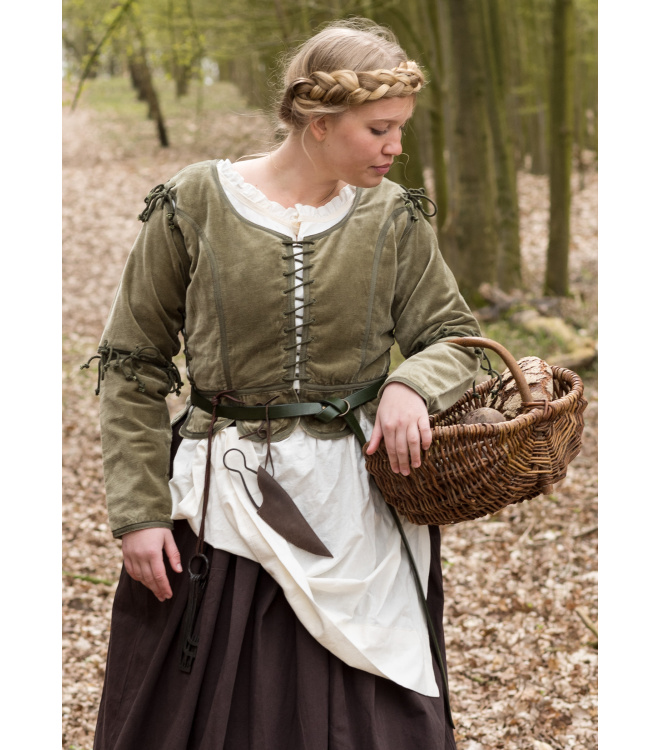 Mittelalter Jacke Griselda aus Samt, grün L