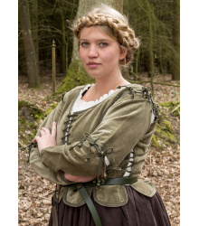 Mittelalter Jacke Griselda aus Samt, grün L
