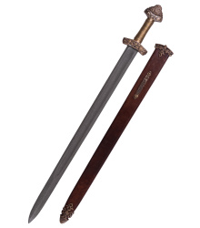 Wikingerschwert aus Dybäck mit Scheide, Damaststahl