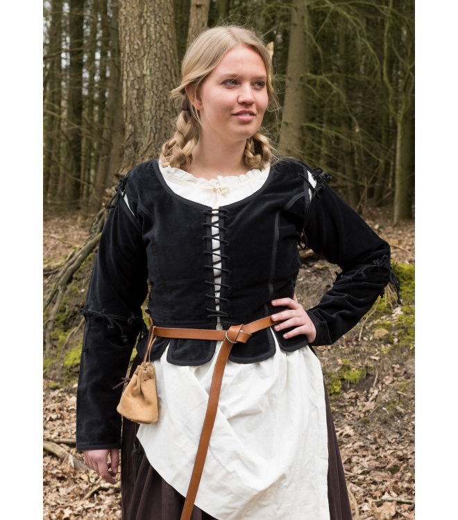 Mittelalter Jacke Griselda aus Samt, schwarz
