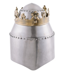 Grosser Königlicher Topfhelm mit Krone, 1,6 mm Stahl