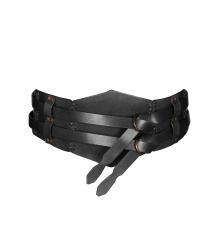 Breiter Ledergürtel, Doppelgürtel mit Flechtnaht, Unisex, schwarz