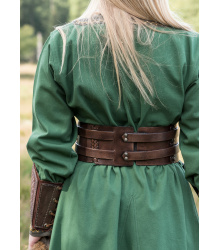 Breiter Ledergürtel, Doppelgürtel mit Flechtnaht, Unisex, schwarz