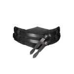 Breiter Ledergürtel, Doppelgürtel mit Flechtnaht, Unisex, schwarz