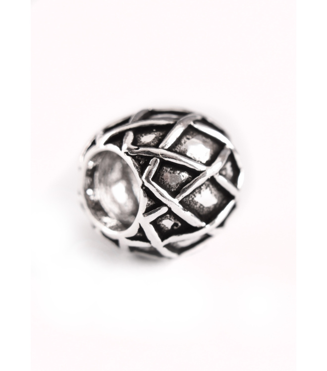 Bartperle und Lockenperle mit Rautenmuster, aus Silber