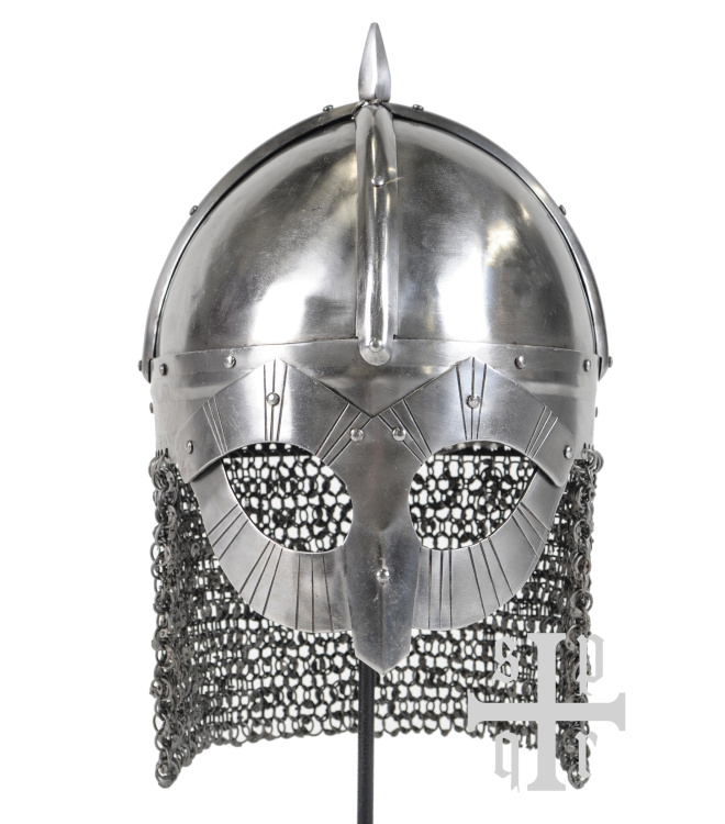 Gjermundbu-Helm, Wikinger Brillenhelm mit Kettenbrünne, 2 mm Stahl