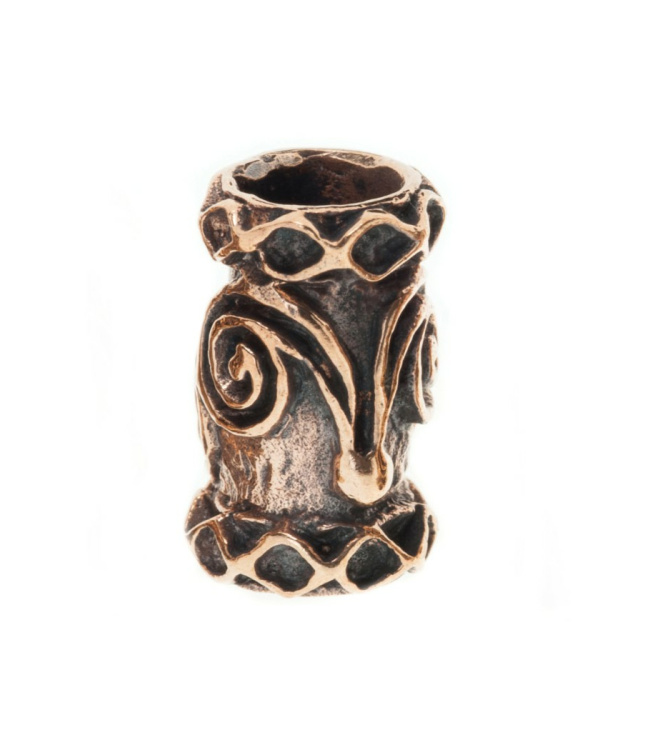 Bartperle und Lockenperle mit Spiralen &amp; Rauten aus Bronze