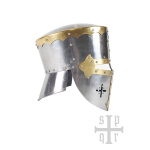 Früher Topfhelm mit Nackenschutz, ca. 1200, 1,2 mm Stahl