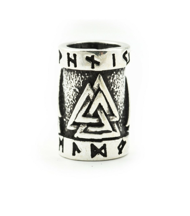 Wikinger Bartperle Valknut aus Silber