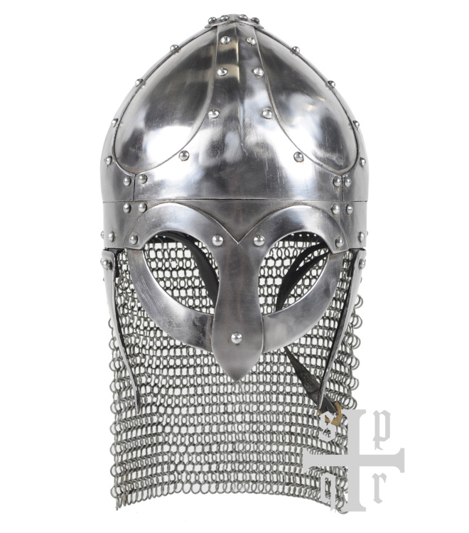 Wikinger Brillenhelm, 2 mm Stahl, mit Kettenbrünne und Wangenklappen