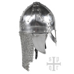 Wikinger Brillenhelm, 2 mm Stahl, mit Kettenbrünne und Wangenklappen