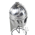 Wikinger Brillenhelm, 2 mm Stahl, mit Kettenbrünne und Wangenklappen