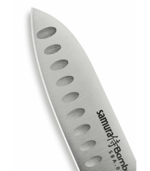 Samura Bamboo Kleines Santoku. Kullenschliff, 137 mm