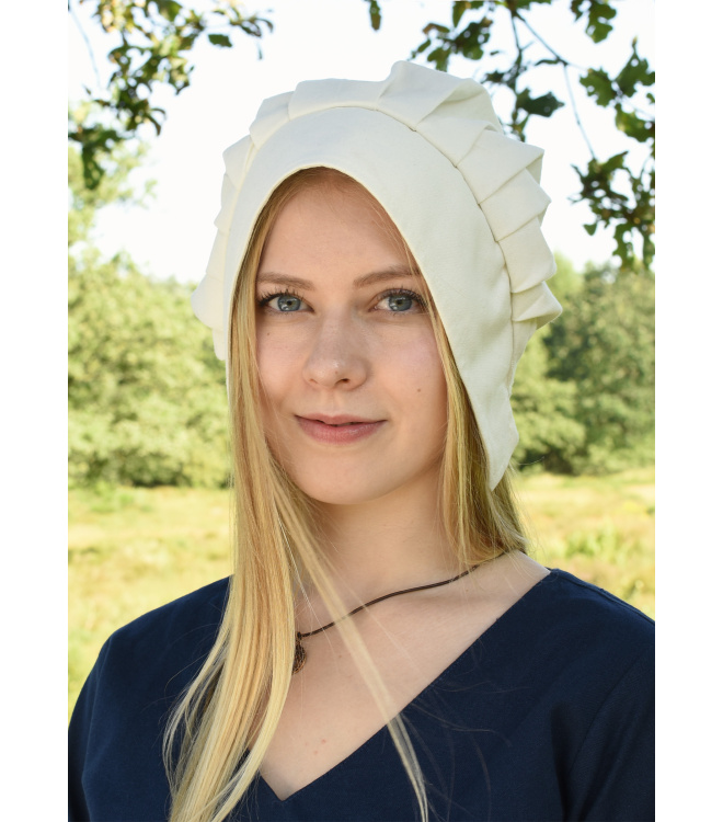 Mittelalter Haube mit gelegten Falten, verschiedene Farben blau