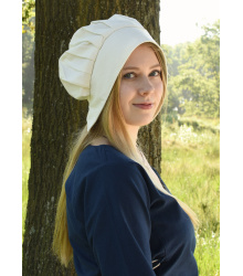 Mittelalter Haube mit gelegten Falten, verschiedene Farben blau