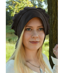 Mittelalter Haube mit gelegten Falten, verschiedene Farben blau