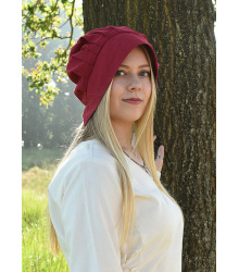 Mittelalter Haube mit gelegten Falten, verschiedene Farben blau