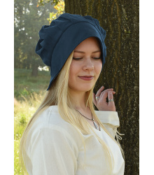 Mittelalter Haube mit gelegten Falten, verschiedene Farben blau