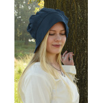 Mittelalter Haube mit gelegten Falten, verschiedene Farben blau