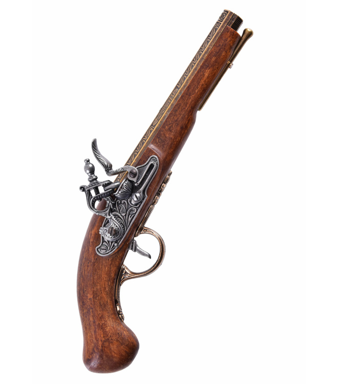 Französische Steinschloss-Pistole, 18. Jahrhundert, Messing, Replik