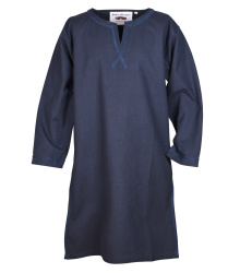 Mittelalter Tunika Albrecht mit Borte, langarm, dunkelblau