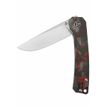 Osprey, 14C28N Satinierte Klinge, shredded CF overlay G10 Griff, rot