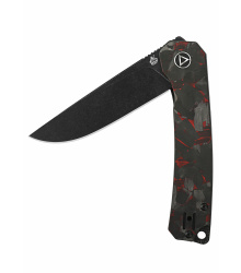 Osprey, 14C28N Schwarze stonewashed Klinge, shredded CF overlay G10, rot