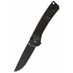 Osprey, 14C28N Schwarze stonewashed Klinge, shredded CF overlay G10, rot