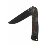 Osprey, 14C28N Schwarze stonewashed Klinge, shredded CF overlay G10, rot